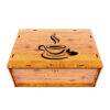 Wooden Tea Bag Storage Box – Elegant Cup-Themed Artwork