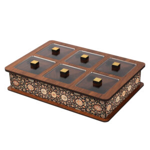 Wooden Tea Organizer Chest – Influenced by Persian Decorative Styles