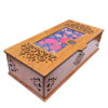 Floral Patterned Tea Organizer Chest – Natural Wooden Finish