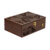 Nature-Inspired Wooden Tea Chest with Carved Leaf Design