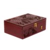 Nature-Inspired Wooden Tea Chest with Carved Leaf Design