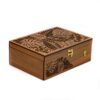 Nature-Inspired Wooden Tea Chest with Carved Leaf Design