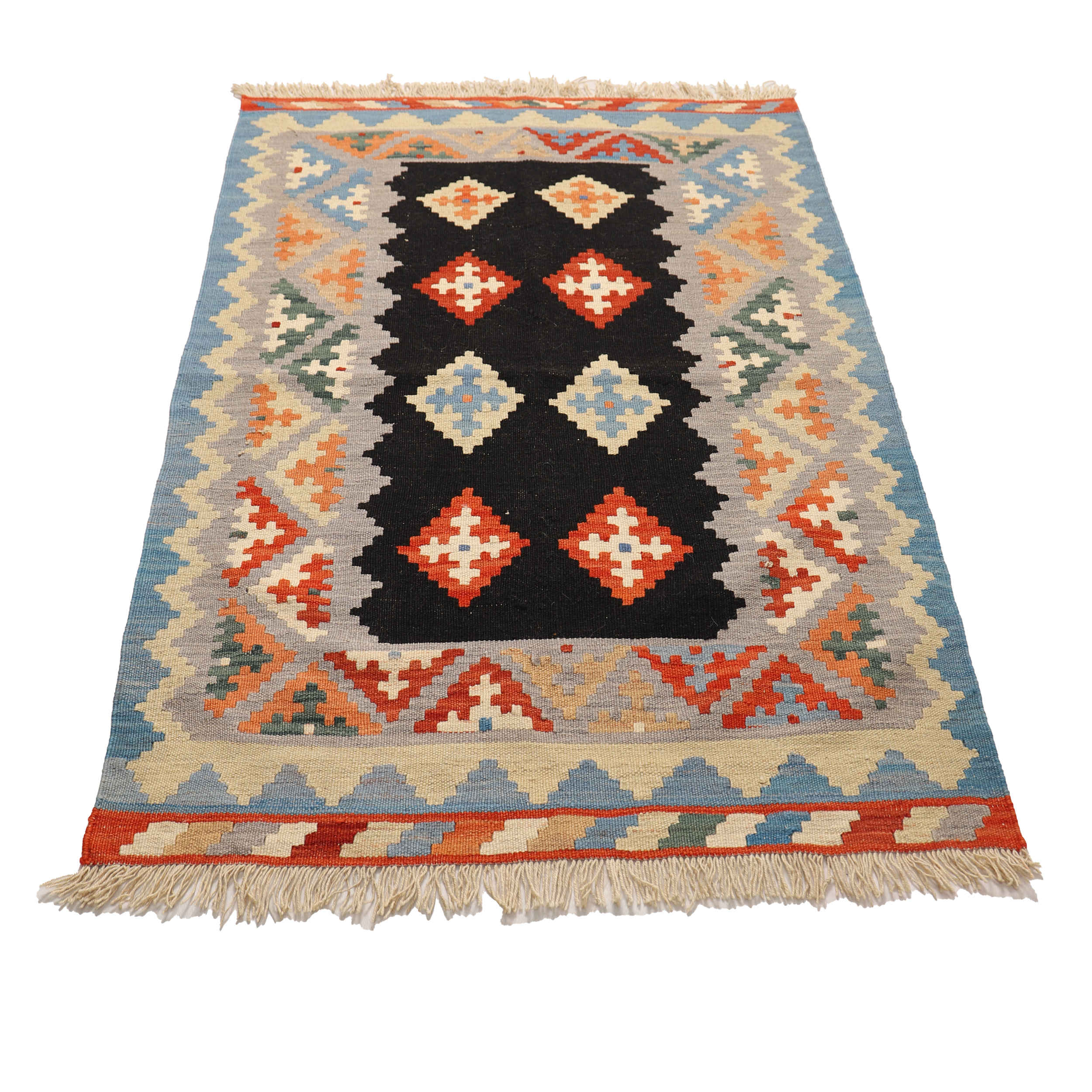 Fars Qashqai Geometric Kilim Rug – Authentic Handwoven Persian Wool