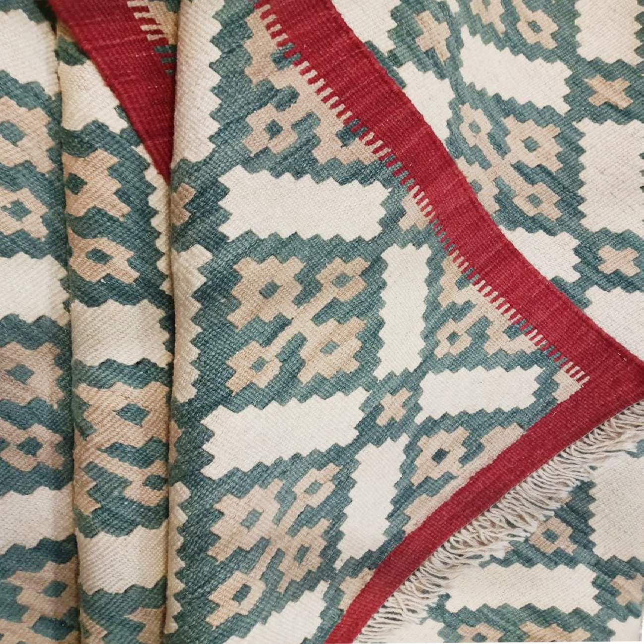 Brown Geometric Kilim Rug – Handwoven Authentic Persian Wool Style