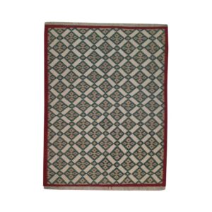 Brown Geometric Kilim Rug – Handwoven Authentic Persian Wool Style
