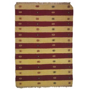 Yellow Striped Kilim Rug from Fars – Handwoven Persian Wool Quality