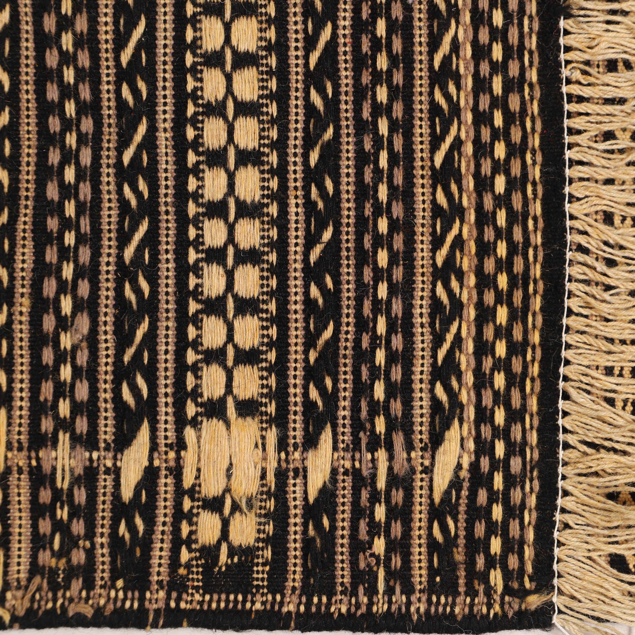 Brown Striped Kilim Runner from Khorasan – Handwoven Persian Wool