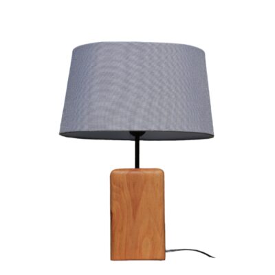 Minimalist Rectangular Wooden Table Lamp – Cotton Shade Accent Light