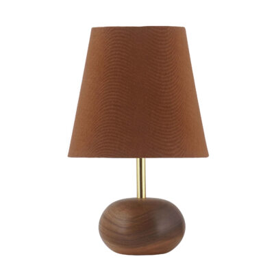 Minimalist Spherical Wooden Table Lamp – Fabric Shade Accent Light