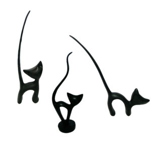 Set of 3 Animal Cat Figurines Decorative – Playful Kitten Sculptures