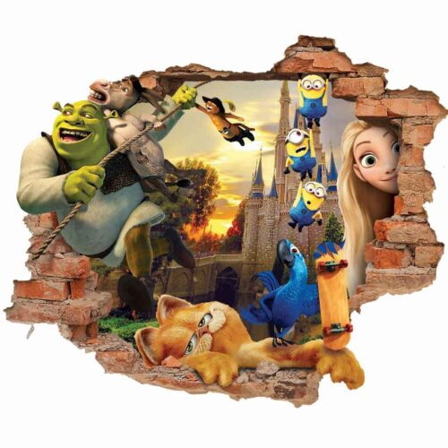 3D Cartoon City Wall Sticker for Baby & Nursery Rooms – Cute Design