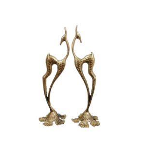 Brass Gazelle Decorative Figurine Sculpture Set of 2 – Wildlife Art Decor