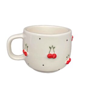 Artistic Ceramic Cup – Handcrafted with Cherry Design