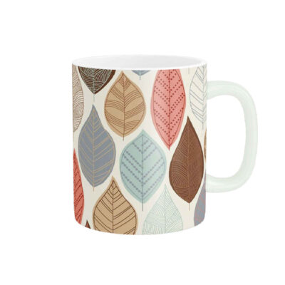 Ceramic Coffee Mug with Leaf Design