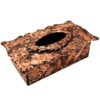Persian Copper Waste Basket & Tissue Box Set - Hand Engraved Gol o Morgh