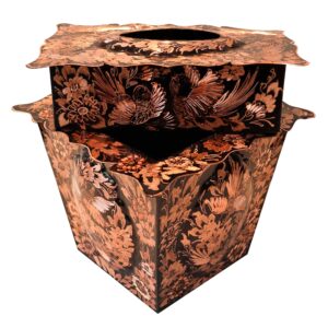 Persian Copper Waste Basket & Tissue Box Set – Hand Engraved Gol o Morgh