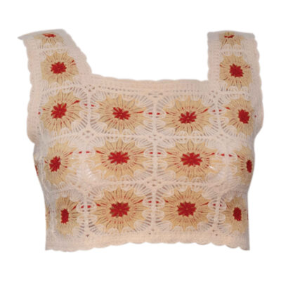 Women's Floral Crochet Crop Top with Handwoven Bohemian Style in Polyester