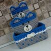 Crochet Storage Basket Yarn with Bear Design for Kids