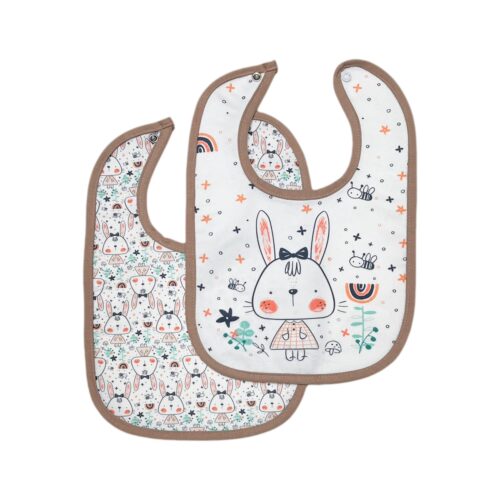 Cute Baby Bibs for Eating with Rabbit Design Set of 2