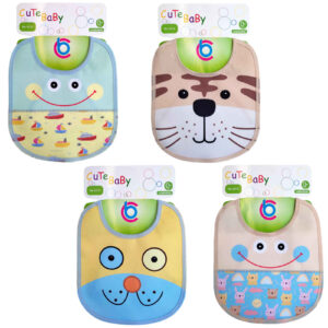 Cute Baby Bibs for Eating with Straps Pack of 4