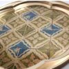 Decorative Brass Serving Tray - Traditional Geometric Dining Tray
