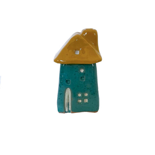 Handcrafted Ceramic Tealight Candle Holder, Cottage Design, Decorative Artisan Tabletop Stand
