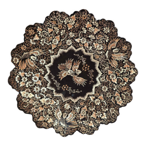 Hand-Engraved Persian Copper Decorative Display Plate, Gol o Morgh Birds and Flowers Design
