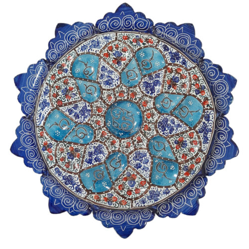 Hand-Painted Persian Minakari Copper Decorative Display Plate, Floral Enamelwork for Wall & Table Decor