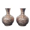 Set of Two Handcrafted Persian Engraved Copper Vases, Offering a Traditional Decorative Appeal for Any Setting
