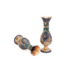Set of Two Decorative Persian Engraved Copper Vases, Coated with Silver and Featuring a Beautiful Floral Design