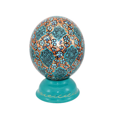 Persian Decorative Hand Painted Ostrich Egg Shell - Turquoise