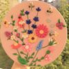 Decorative Pottery Wall Plate Adorned with Artistic Polymer Clay Flowers