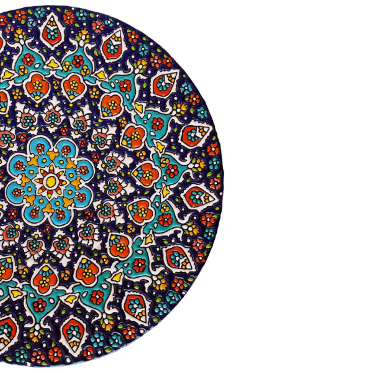 Decorative Pottery Wall Plate with Persian Minakari Enamel Elegance Handcrafted
