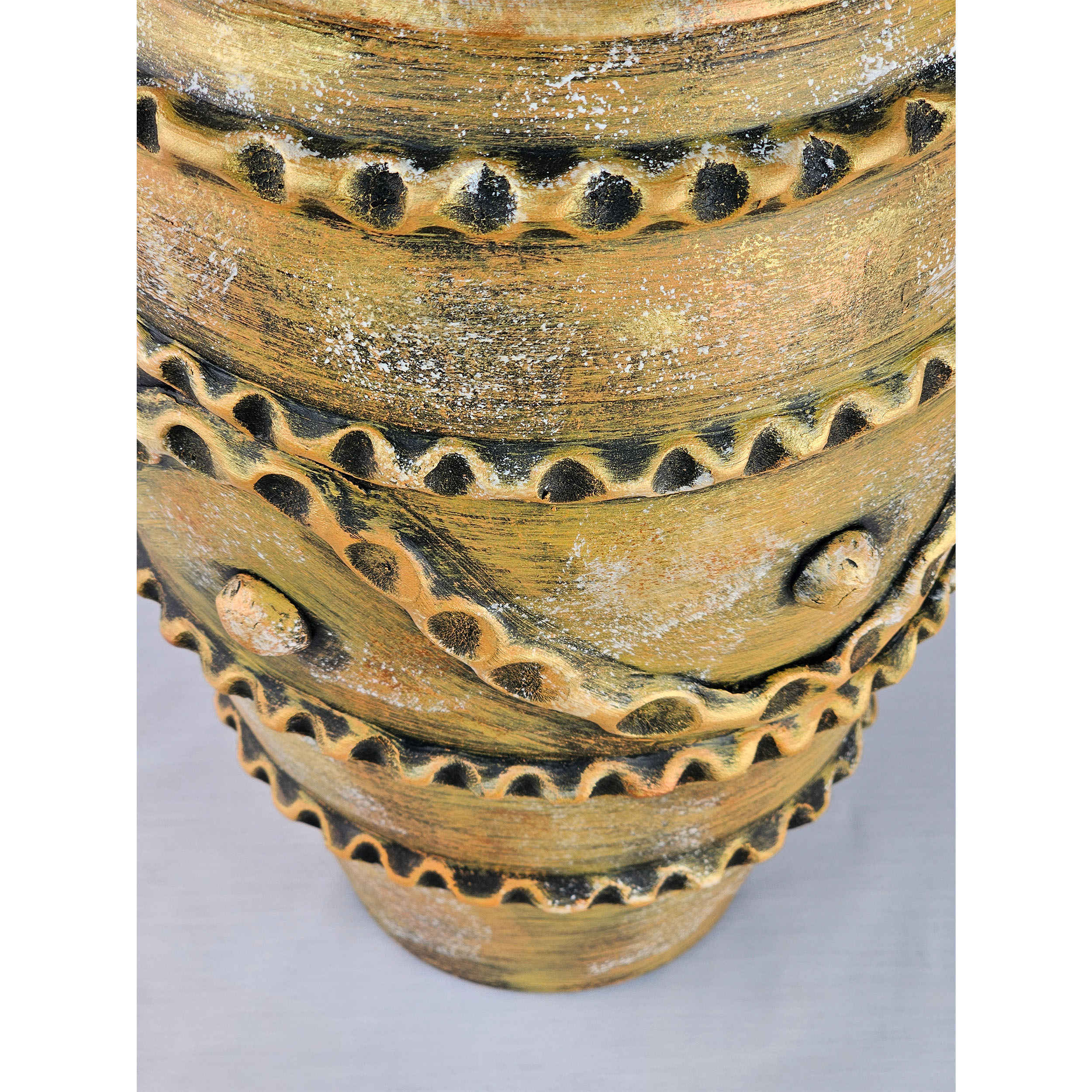 Decorative Pottery Vase with an Oval Shape, Handcrafted and Adorned with a Classic Birds and Flowers Motif