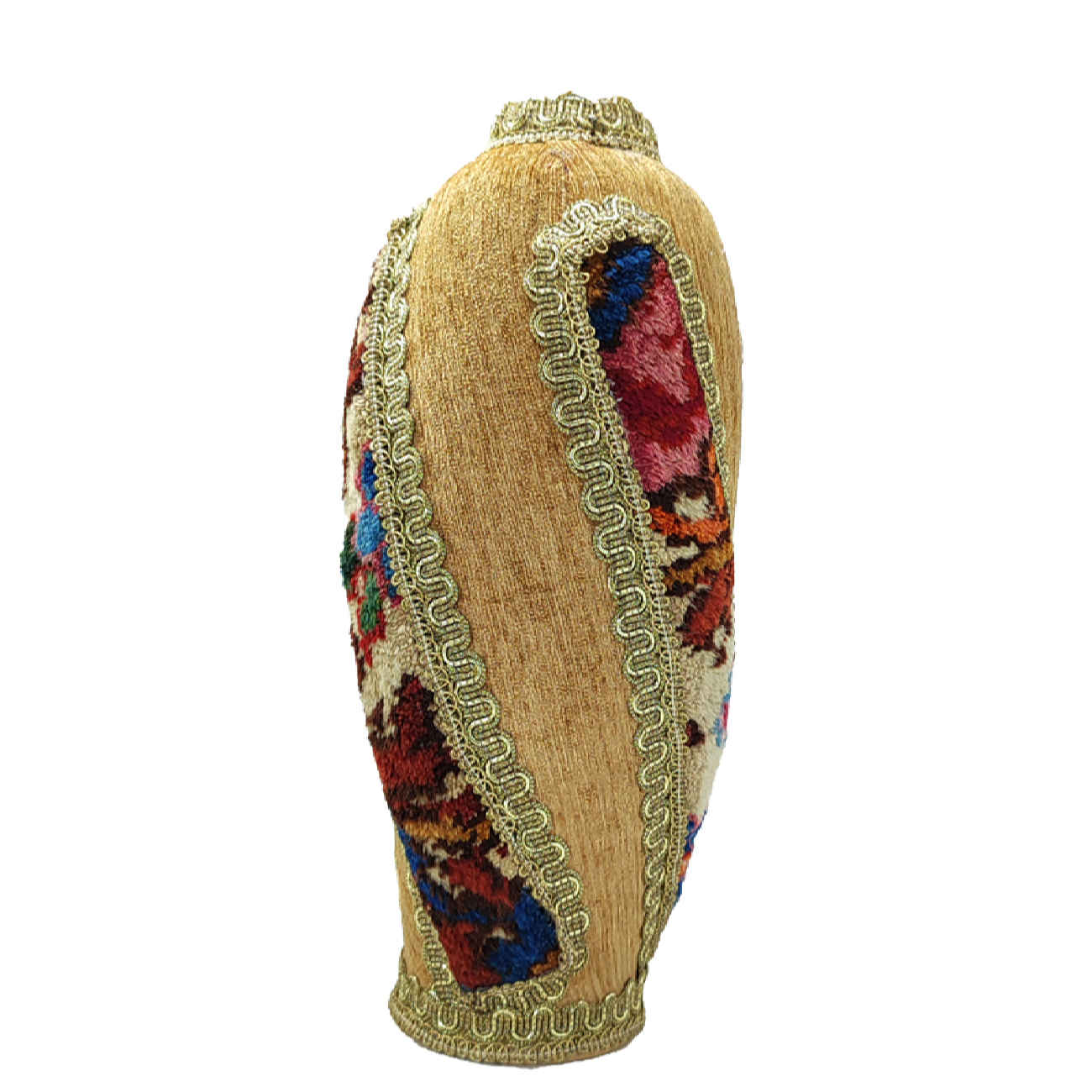 Decorative Pottery Bud Vase, Handcrafted with a Traditional Persian Jajim and Kilim Design for a Rustic Accent