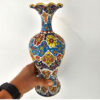 Decorative Pottery Vase with Persian Minakari Enamel Art, Featuring Hand-Painted Floral Detailing