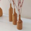 Set of Three Handcrafted Decorative Single Stem Vases, Made from Natural Solid Wood for a Cohesive Display