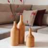 Set of Three Handcrafted Decorative Single Stem Vases, Made from Natural Solid Wood for a Cohesive Display