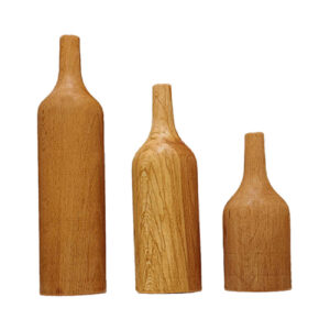 Set of Three Handcrafted Decorative Single Stem Vases, Made from Natural Solid Wood for a Cohesive Display