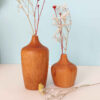 Set of Two Handcrafted Decorative Wooden Single Stem Vases, Offering Elegance with a Rustic Style
