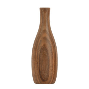 Minimal Handcrafted Decorative Bud Vase, Made from Natural Solid Wood in a Rich Brown Tone