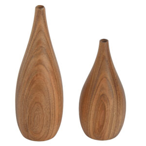 Set of Two Handcrafted Decorative Single Stem Vases, Made from Natural Solid Wood with Rustic Artistry