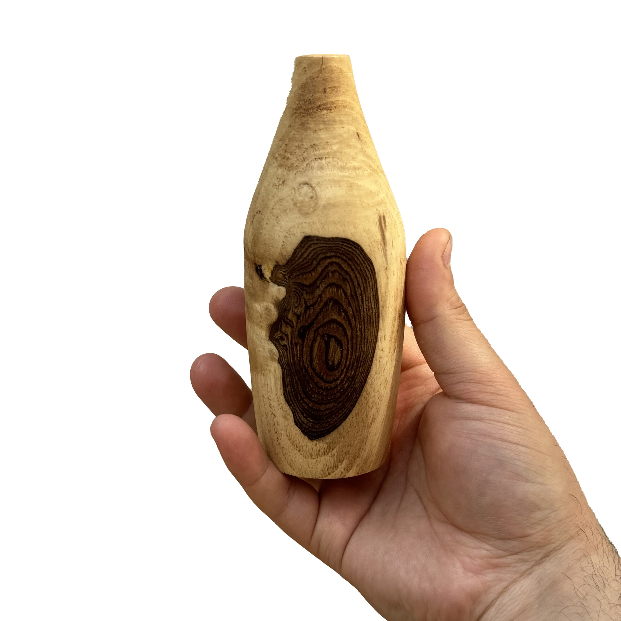 Set of Five Mini Flower Vases, Made from Natural Solid Walnut Wood with a Cream Finish for a Minimalist Decor