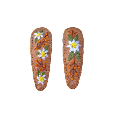 Cute Hand-Embroidered Floral Snap Hair Clips – Felt Hair Accessories for Girls