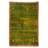 Handwoven Persian Minimalist Gabbeh Rug - Solid Green Wool
