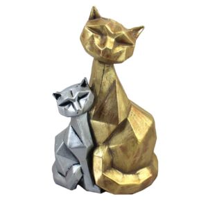 Geometric Cat Family Cubism Figurine Resin Sculpture – Modern Home Decor