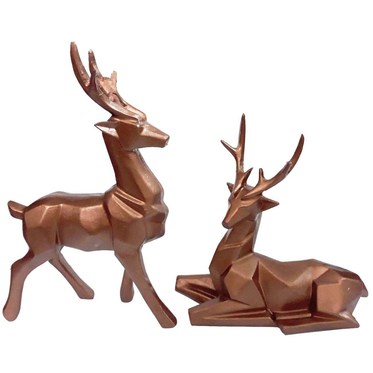 Geometric Deer Cubism Figurine Set of 2 – Artistic Home Pieces
