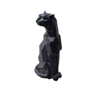 Geometric Sitting Panther Cubism Figurine – Decorative Resin Sculpture