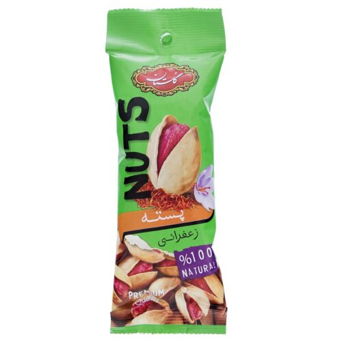 Golestan Salted Roasted Kalleh Ghouchi Pistachios with Saffron Flavor, In Shell, 35g x 10 Pack