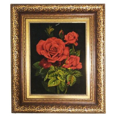 Hand-Knotted Persian Floral Wall Hanging Rug – Rose Flower Design, Tabriz